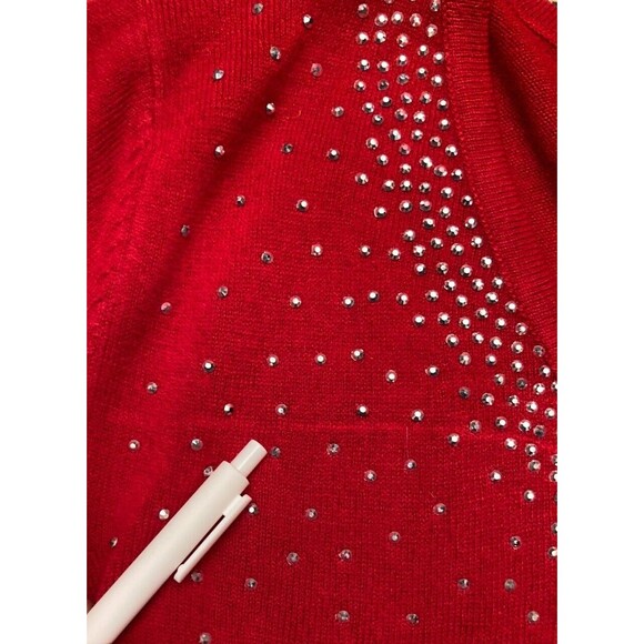 Vintage Y2K Sweater 2000s Red Sparkle Holiday Festive Cocktail Party Size Medium - Picture 5 of 7